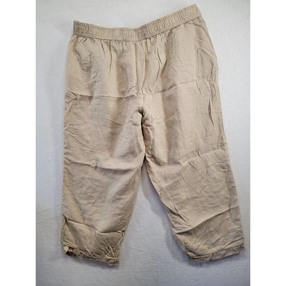 NWOT Emily Daniel's Women's Stone With Faggoting Capris Size L - Picture 3 of 5
